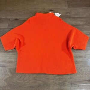 Zenergy by Chico's Orange Ribbed Mock Neck Sweater NWT Size 3